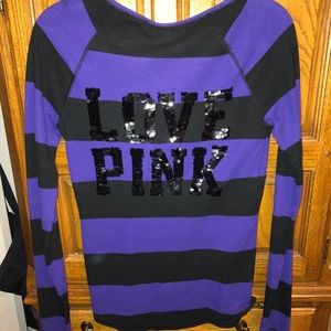 🛑SOLD VS Pink Bling sequin Henley shirt L